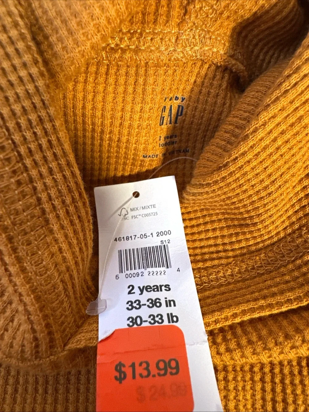 GAP kids  Waffle Knit Hooded Sweater - Mustard Gold